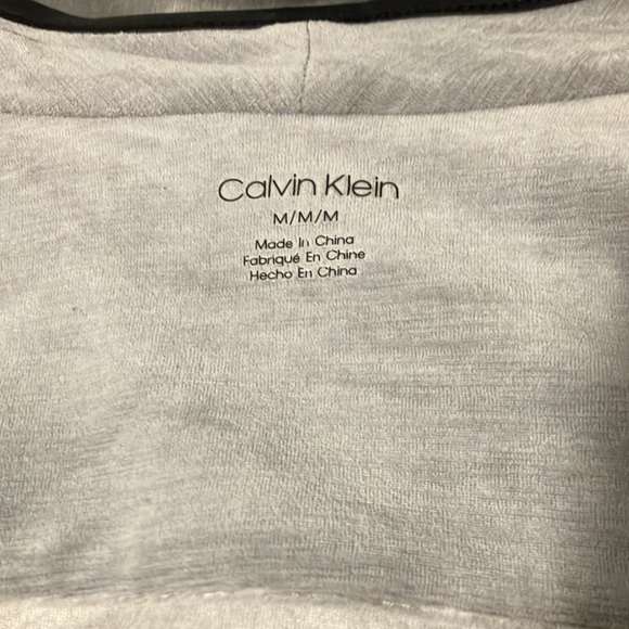 Calvin Klein Gray Velour Faux Leather Trim Cardigan - Picture 8 of 10